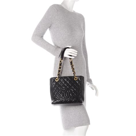 CHANEL Caviar Quilted Petit Shopping Tote PST Black